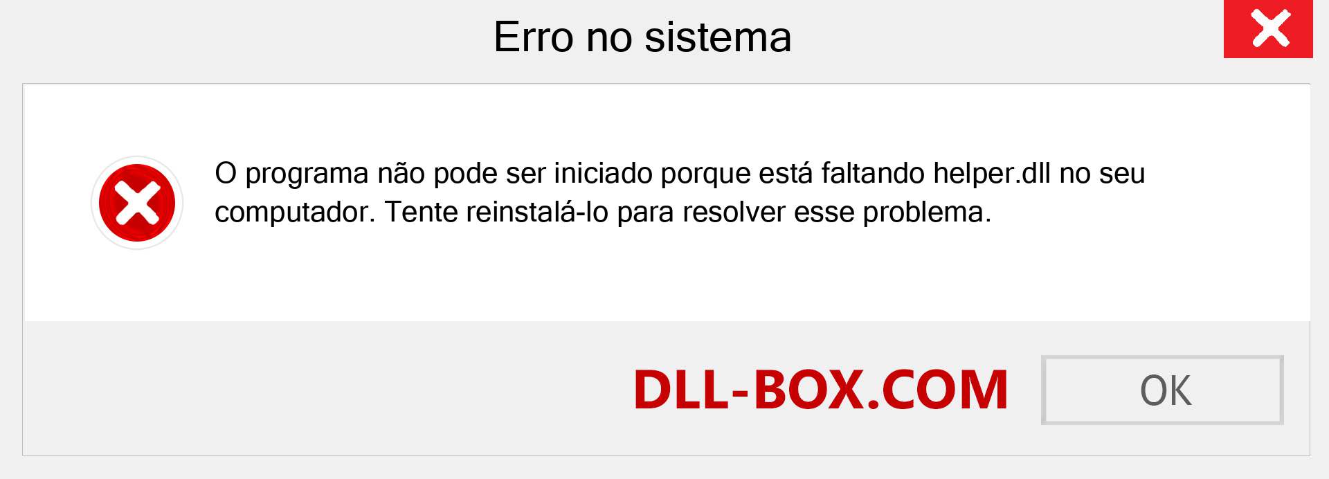 Arquivo helper.dll ausente ?. Download para Windows 7, 8, 10 - Correção de erro ausente helper dll no Windows, fotos, imagens